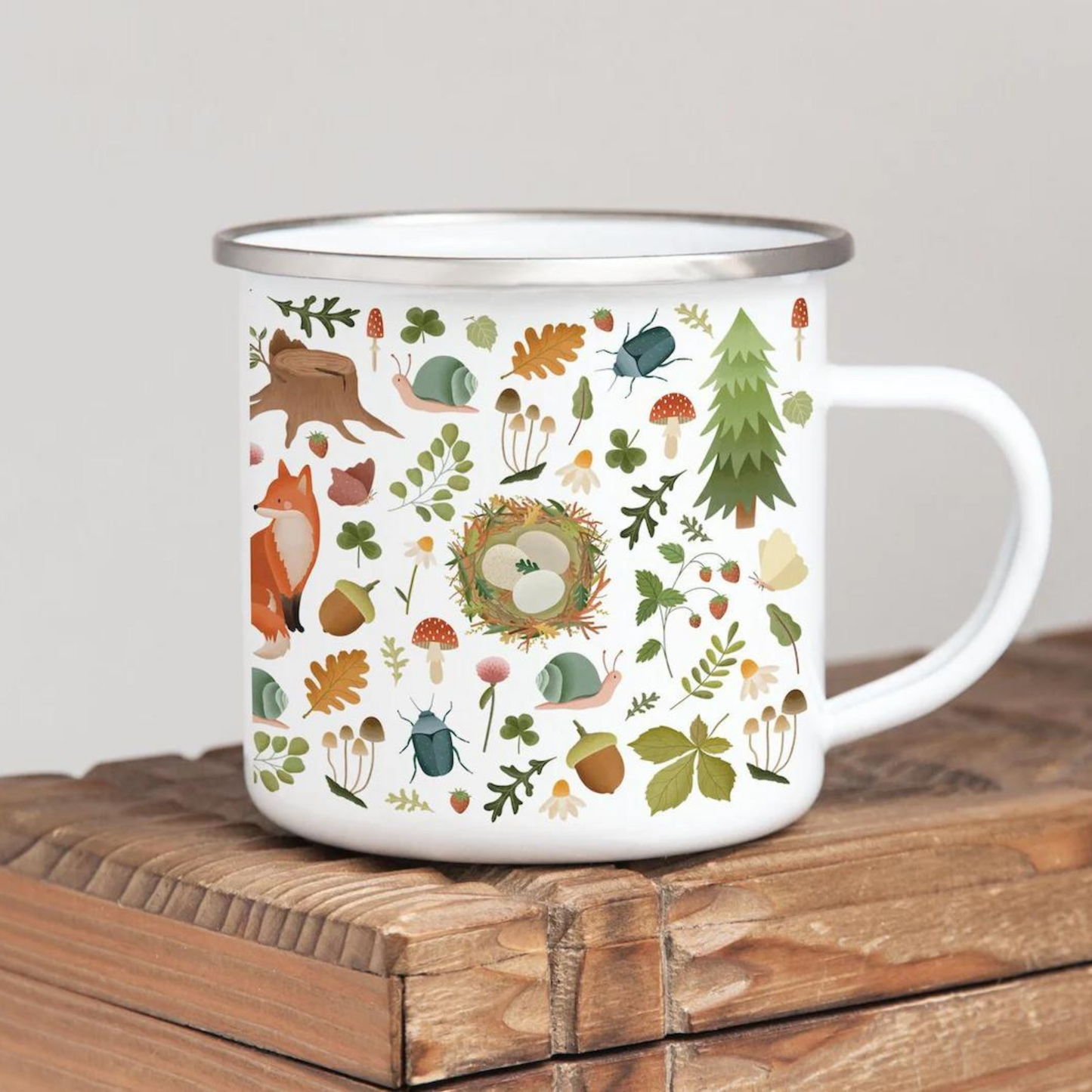 Mug forest - enamel mug 0.3 ml forest animals