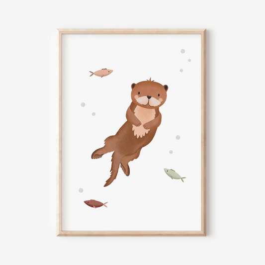 Poster Otter - kids room woodland animals