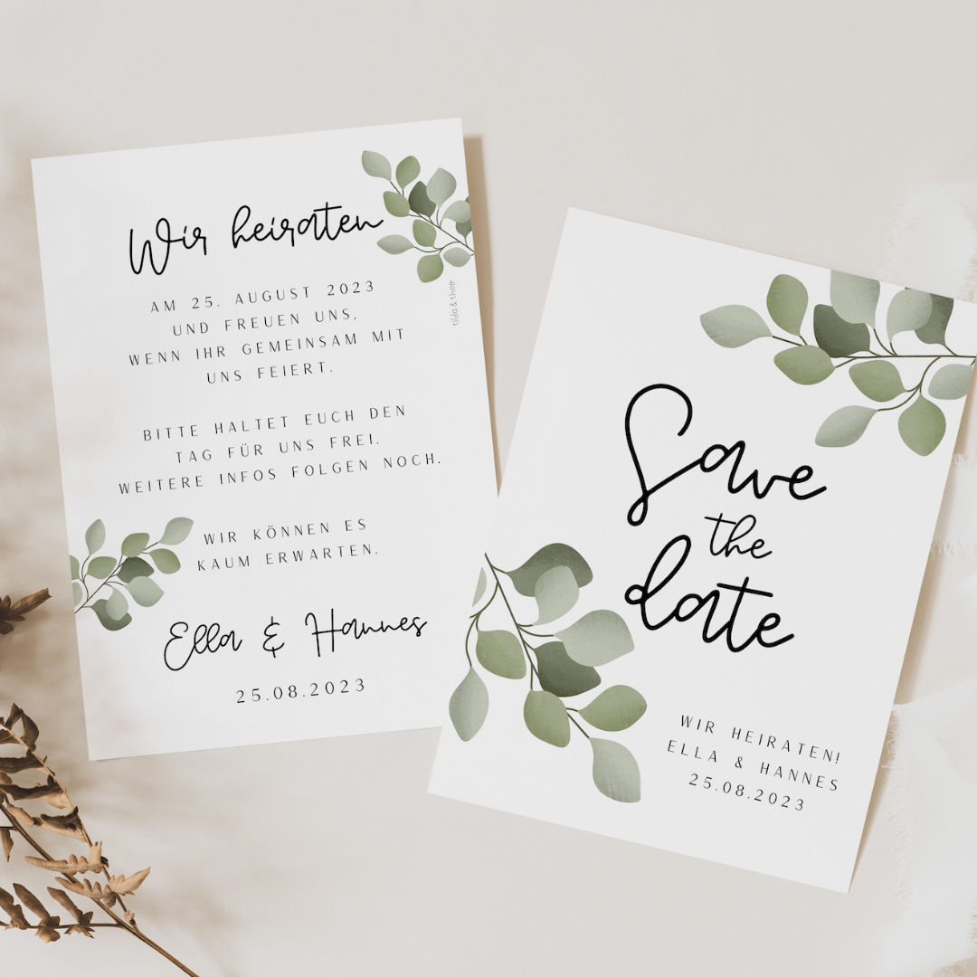 Eucalyptus Save the Date Card - ELLA 002