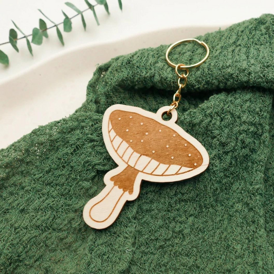 Keychain wood mushroom - forest