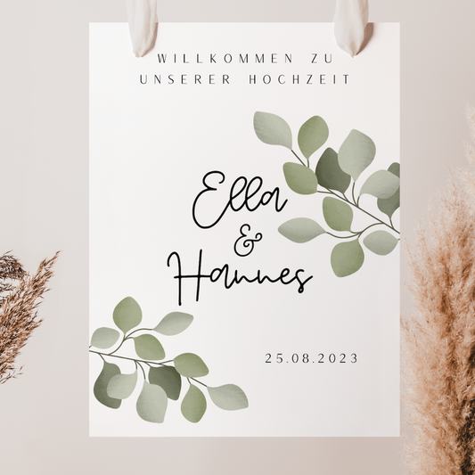 Welcome sign wedding eucalyptus - ELLA 002