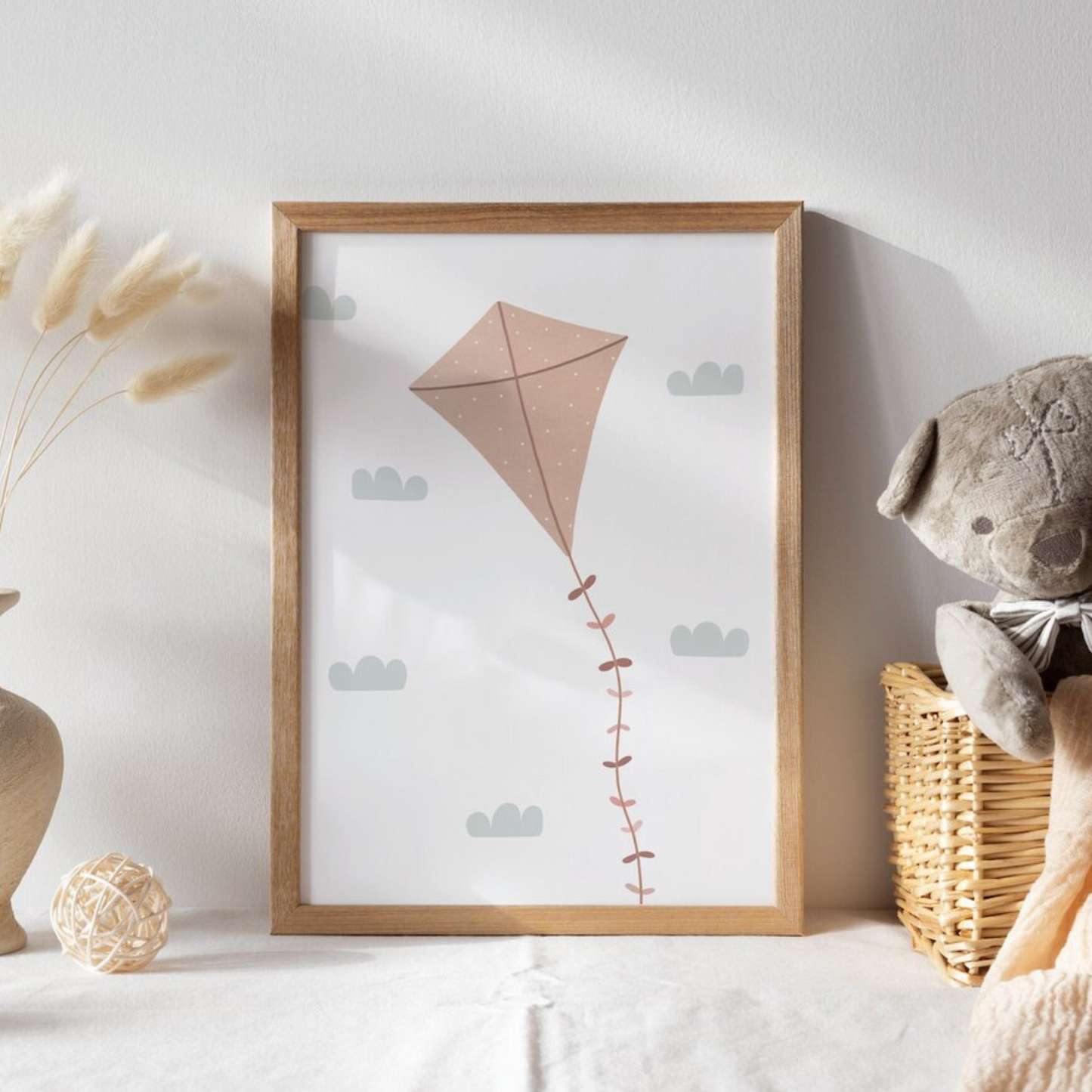 Poster - Kite with clouds kids nursery