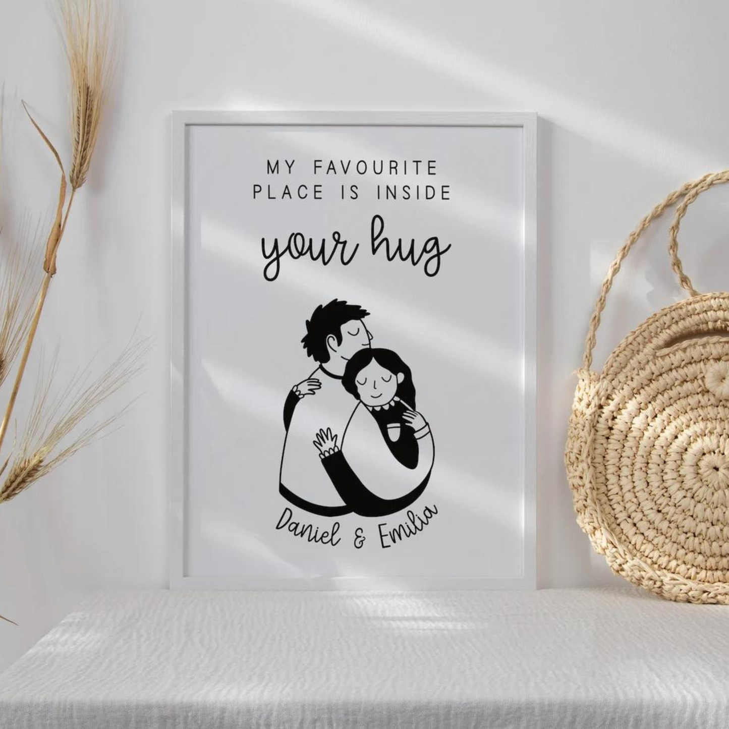 Poster Couple Hugging - Art Print Anniversary