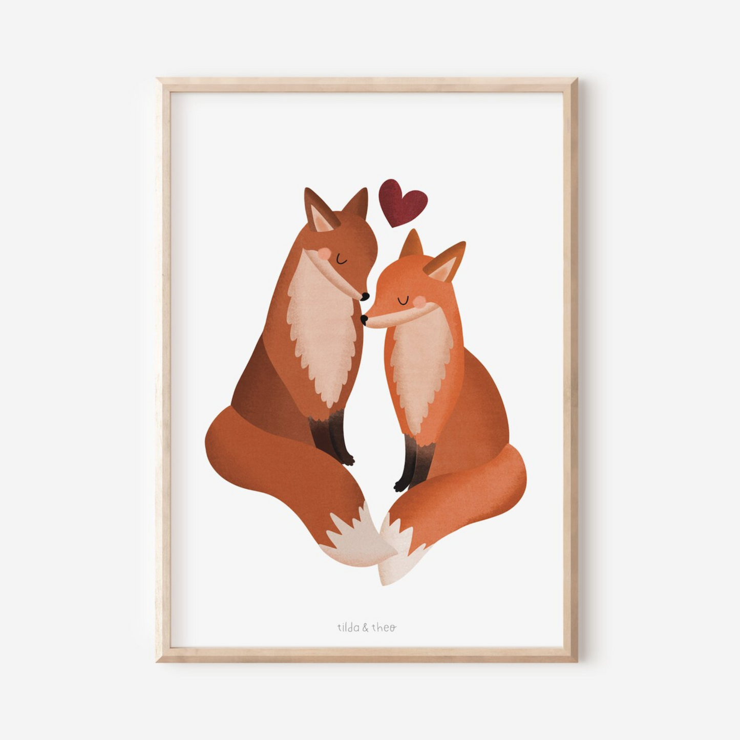 Wedding Poster Fox Love - Couple Poster Foxes