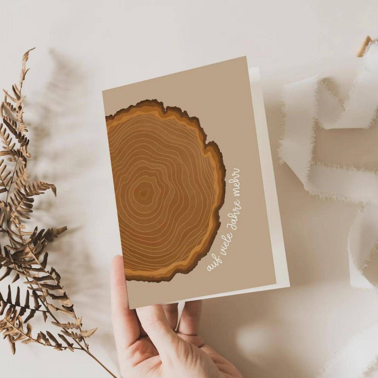 Postcard Wedding Anniversary Tree Slice - Wooden Wedding