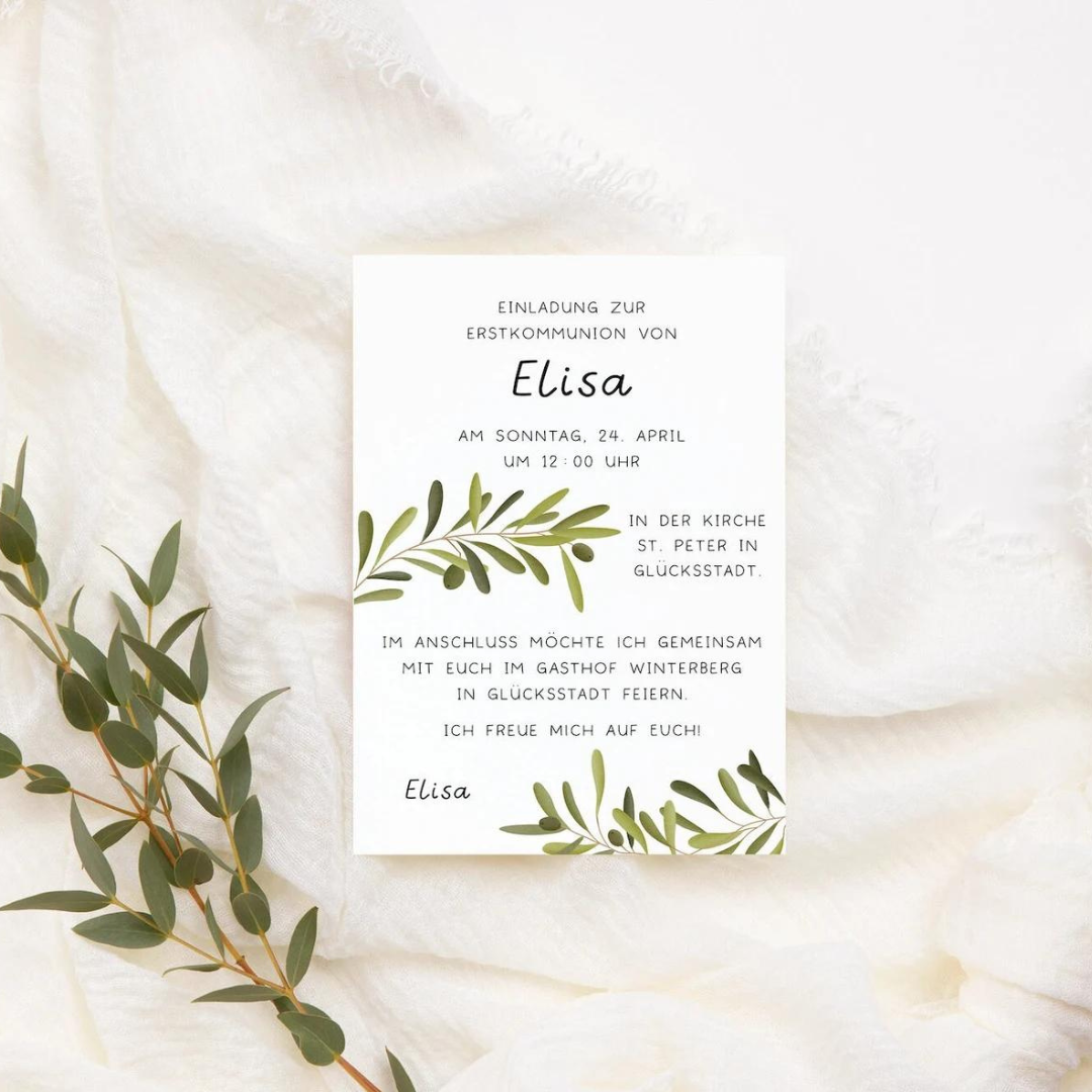 Invitation card communion olive branch