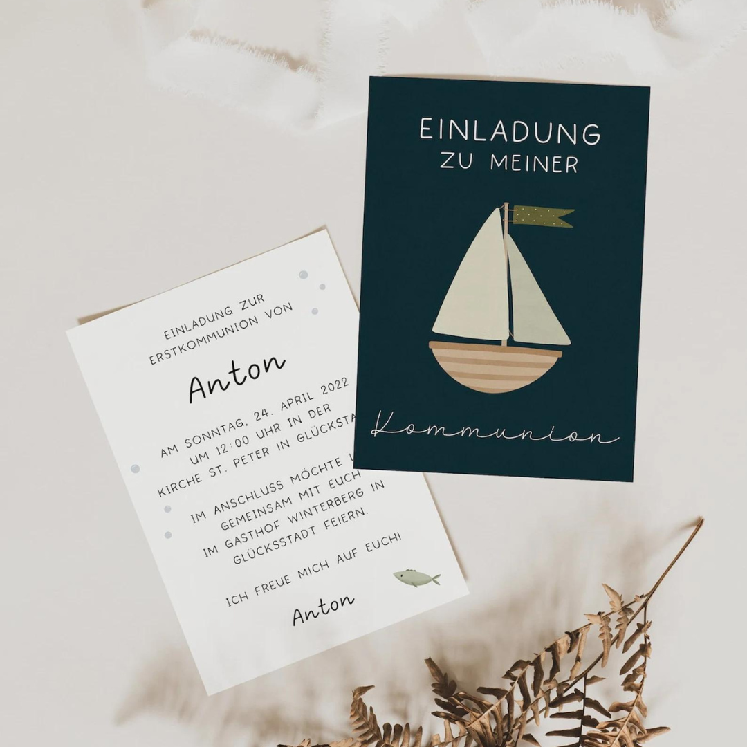 Invitation card communion boat 