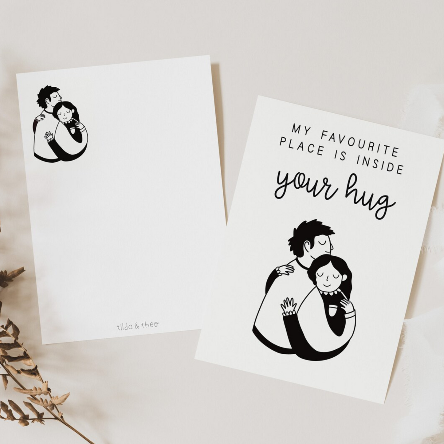 Postcard - hug couple