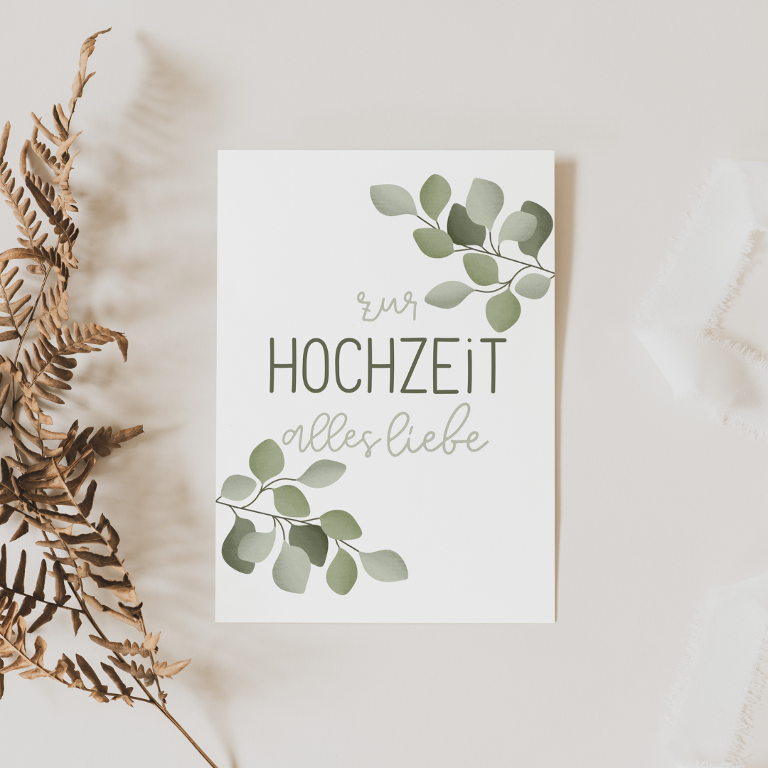 Postcard wedding - eucalyptus branches