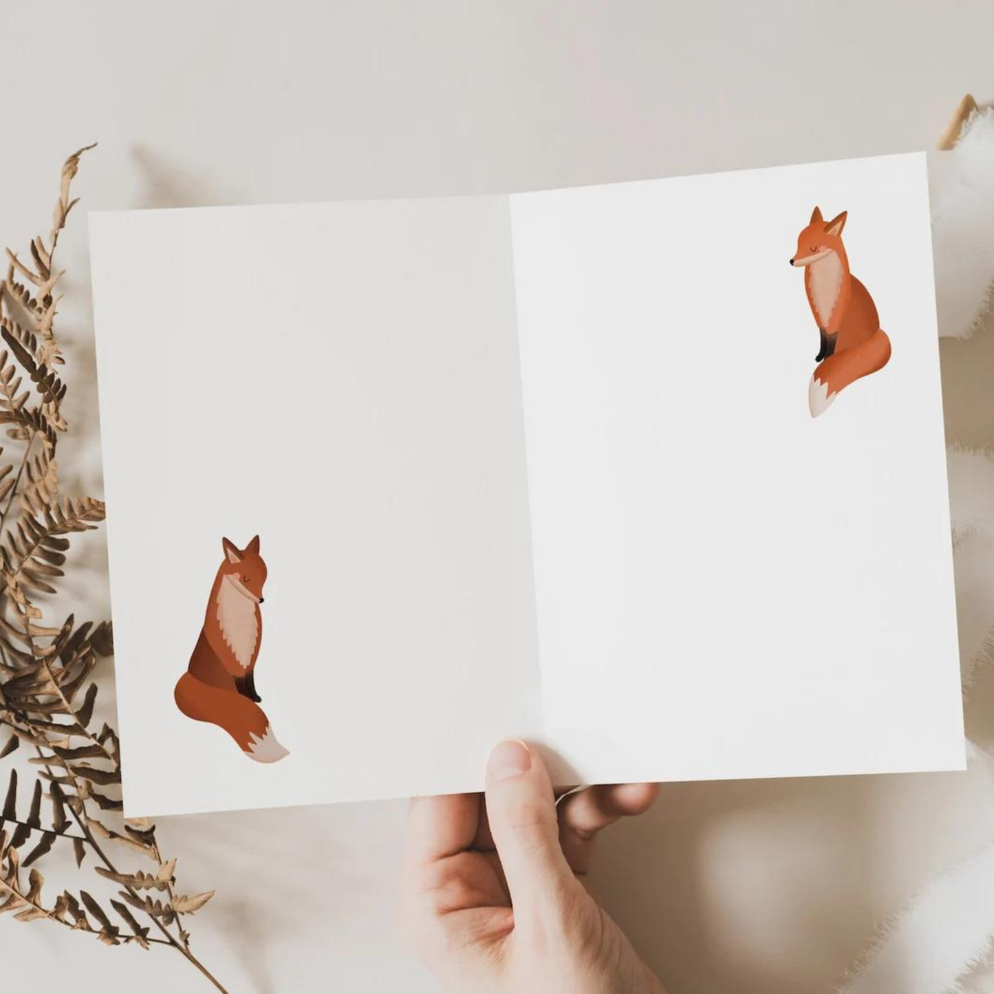 Greeting card wedding fox - postcard anniversary foxes