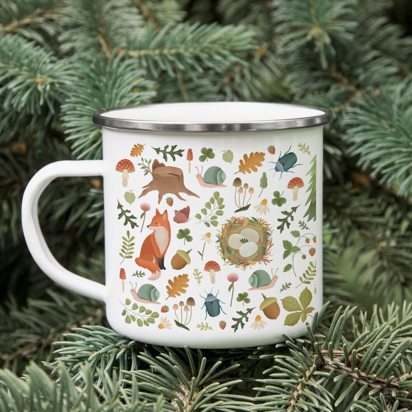 Mug forest - enamel mug 0.3 ml forest animals