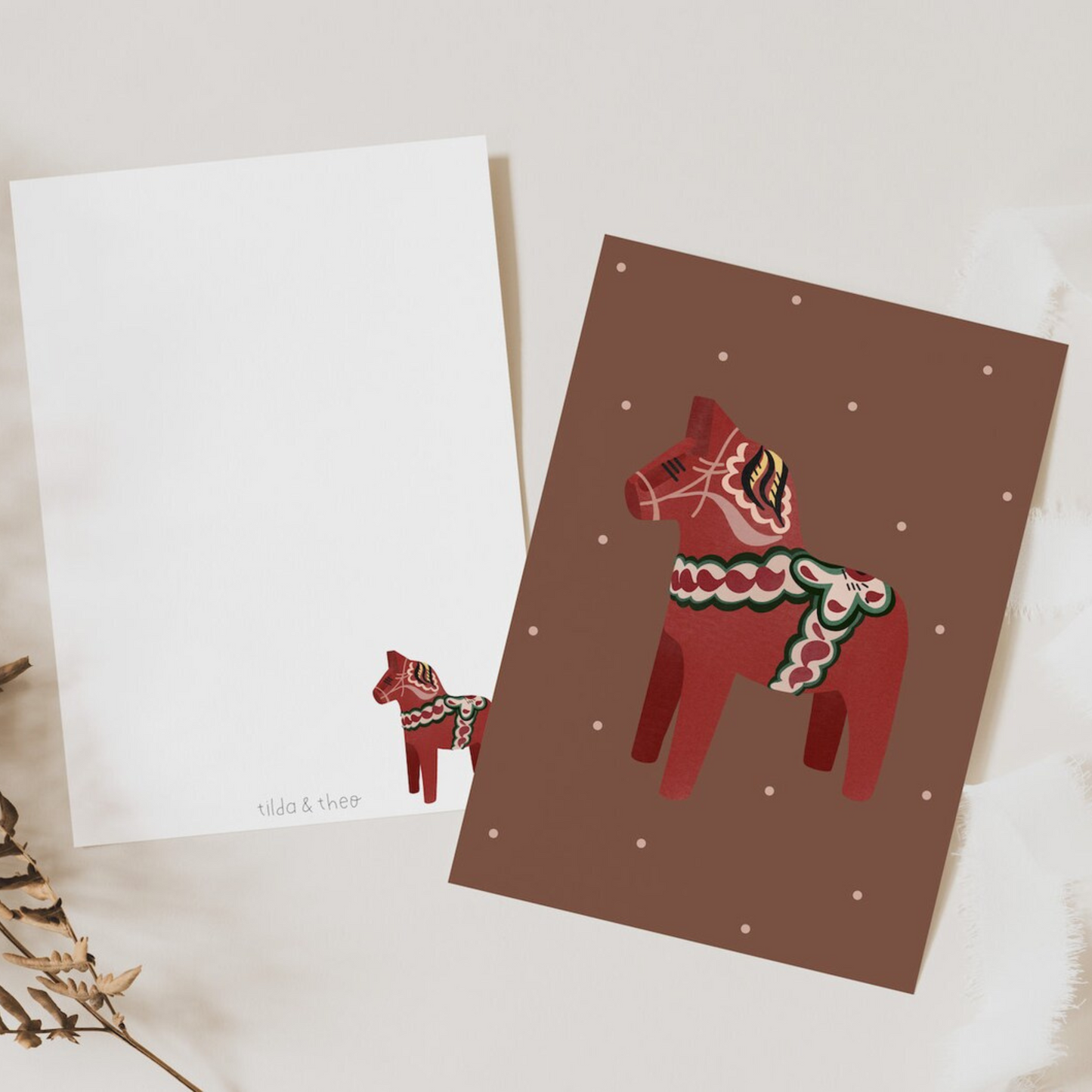 Christmas card Sweden - Dala horse