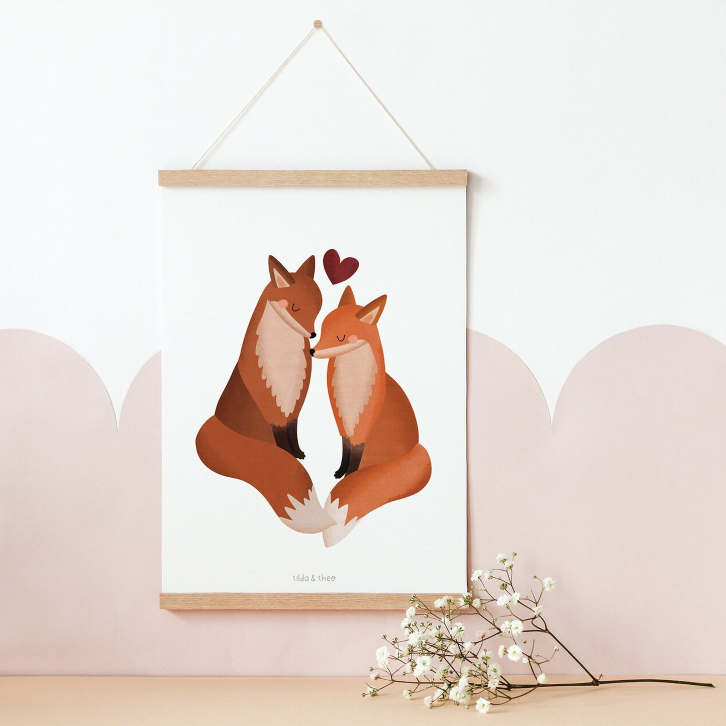 Wedding Poster Fox Love - Couple Poster Foxes