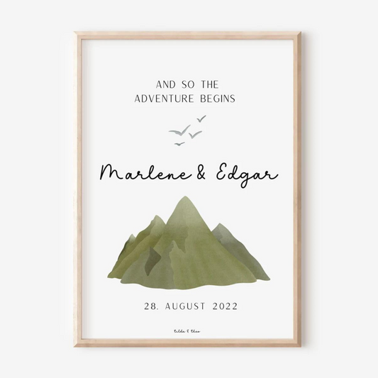 Wedding Poster Mountains - Personalized Wedding Gift