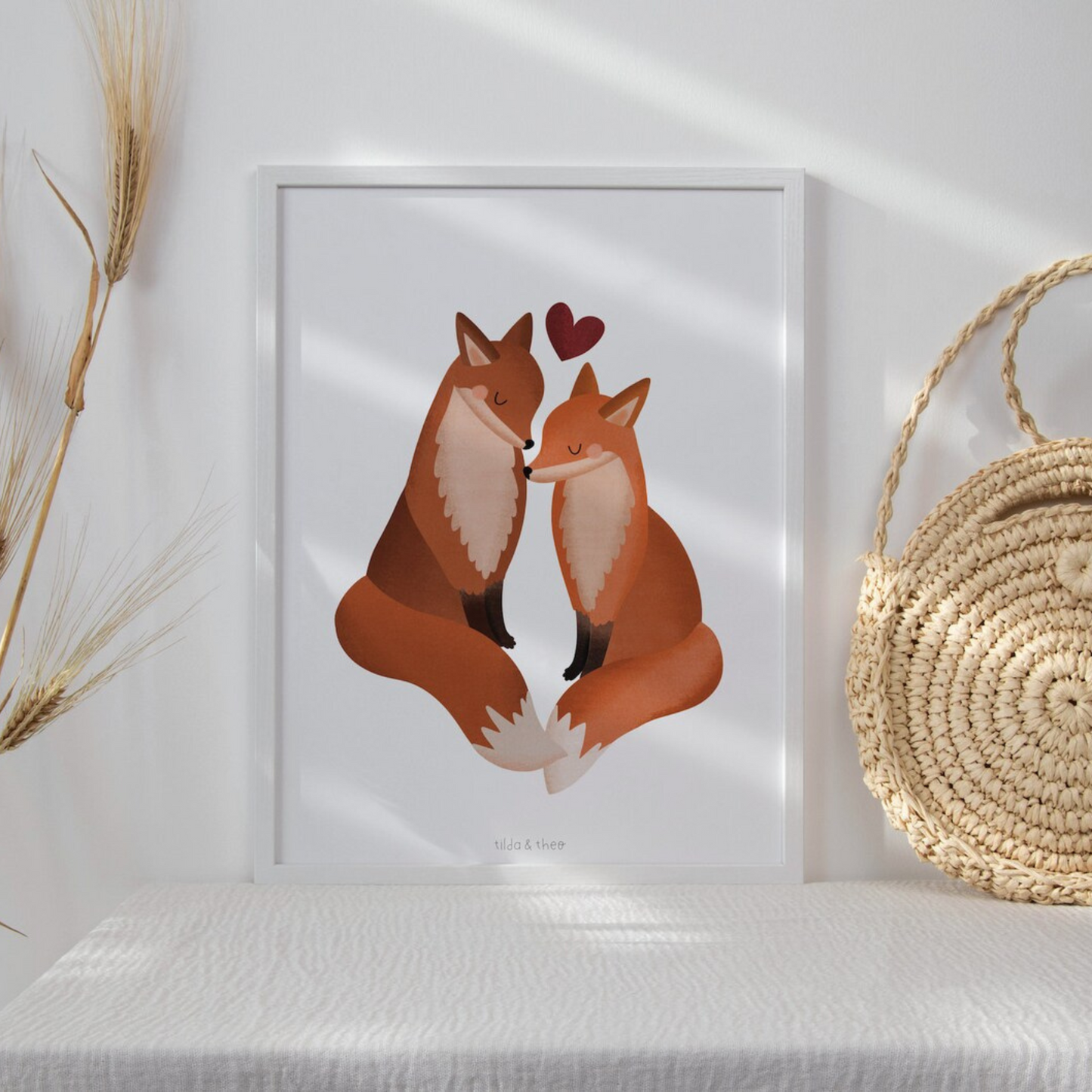 Wedding Poster Fox Love - Couple Poster Foxes