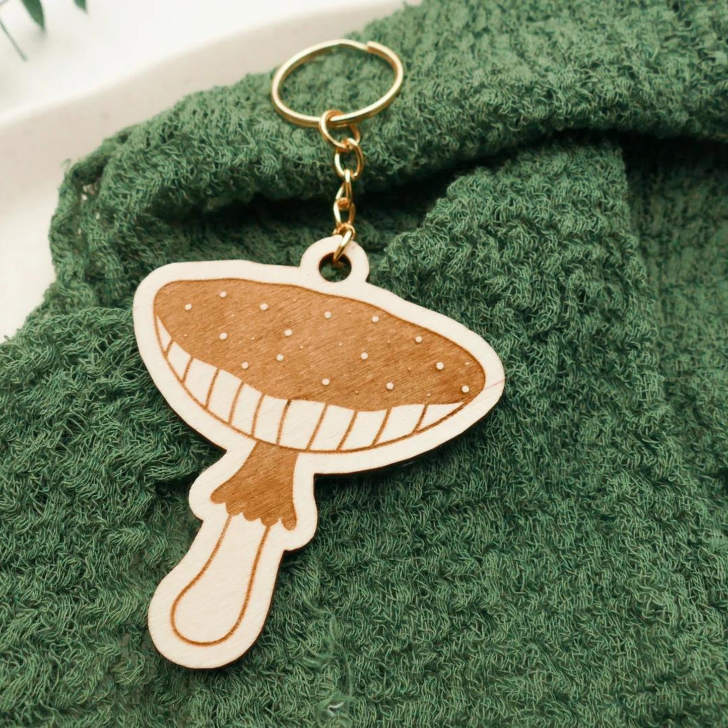 Keychain wood mushroom - forest