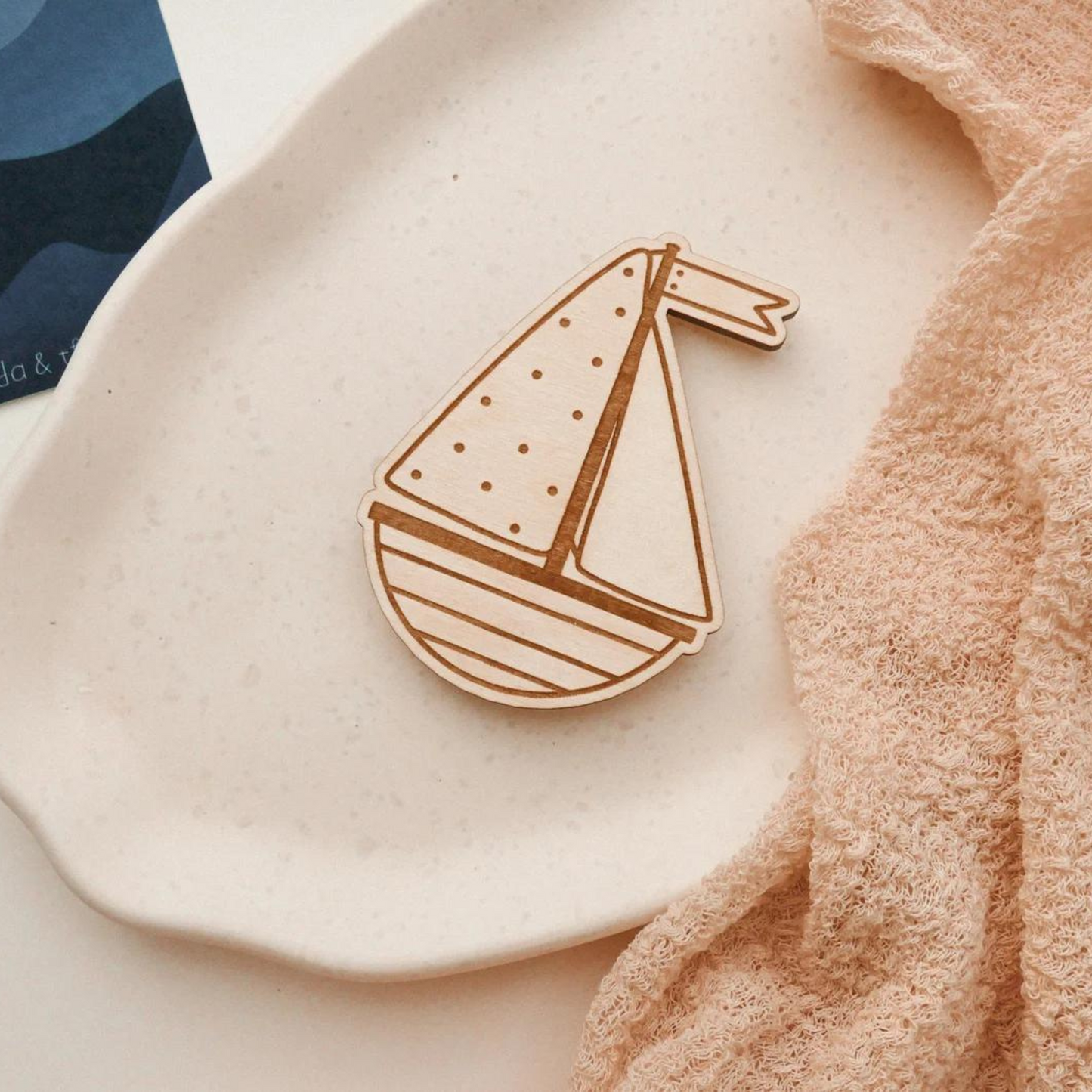 Wooden magnet ship - fridge magnet boat 