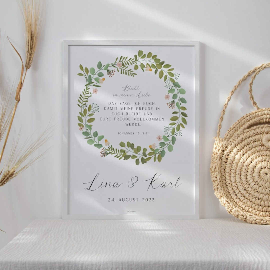 Wedding poster eucalyptus wreath