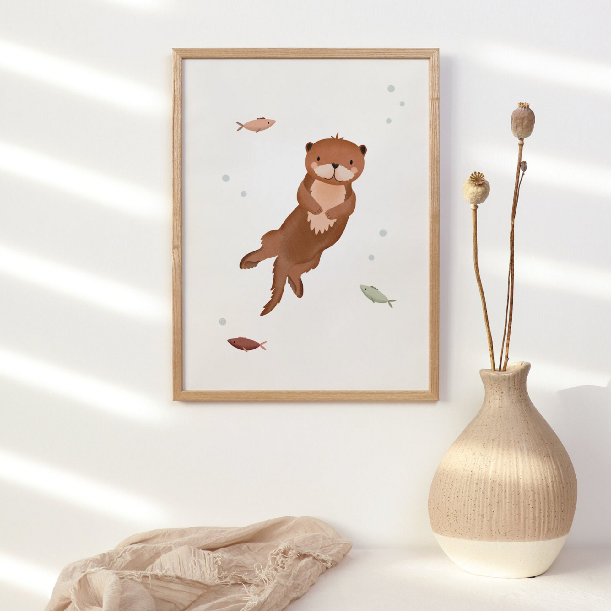 Poster Otter - Kinderbild – Tilda Waldtiere Theo and