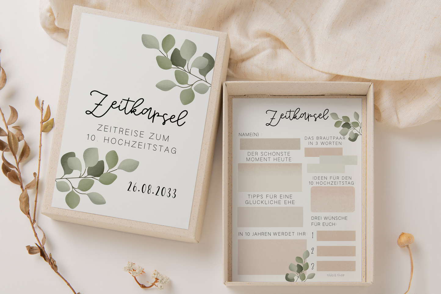 Time Capsule Wedding Fill-In Eucalyptus II - Cards in A6 Guest Book