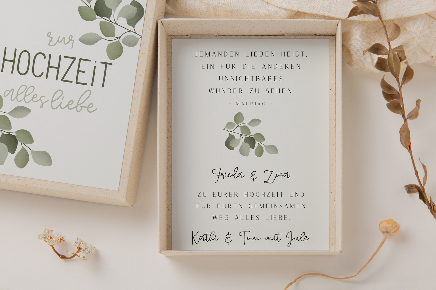 Geschenkschachtel Hochzeit - Geldgeschenk Eukalyptuszweige