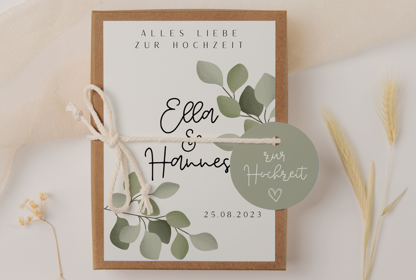 Gift box wedding - money gift eucalyptus - Ella 002
