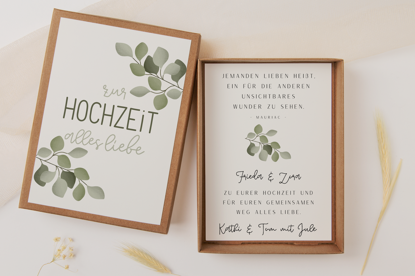 Geschenkschachtel Hochzeit - Geldgeschenk Eukalyptuszweige