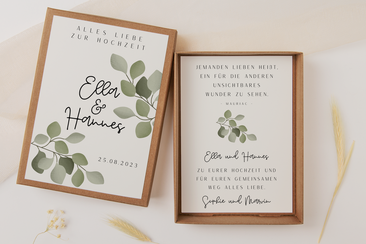 Gift box wedding - money gift eucalyptus - Ella 002