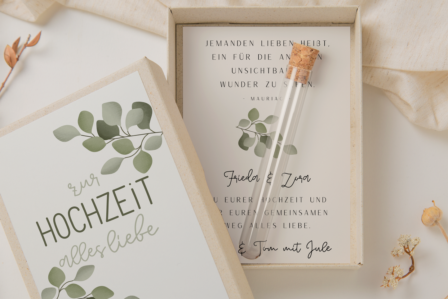 Geschenkschachtel Hochzeit - Geldgeschenk Eukalyptuszweige