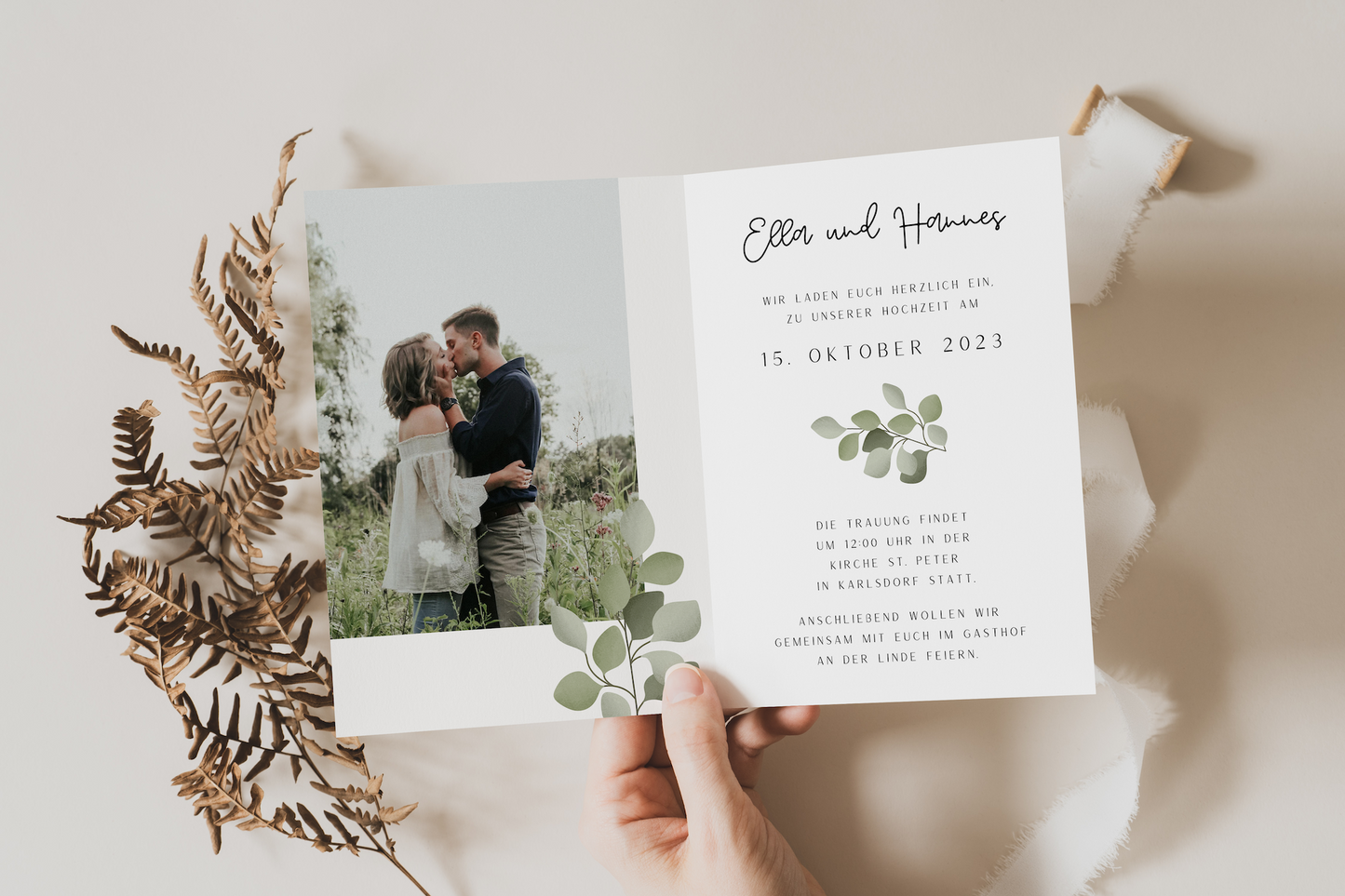 Wedding invitation eucalyptus - ELLA 002