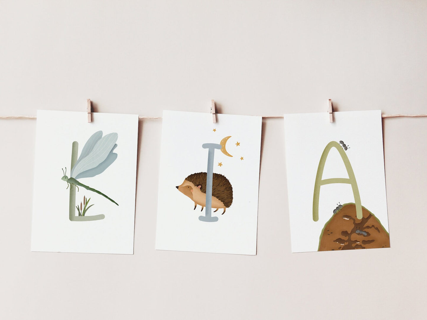 Forest ABC letter cards - name postcard