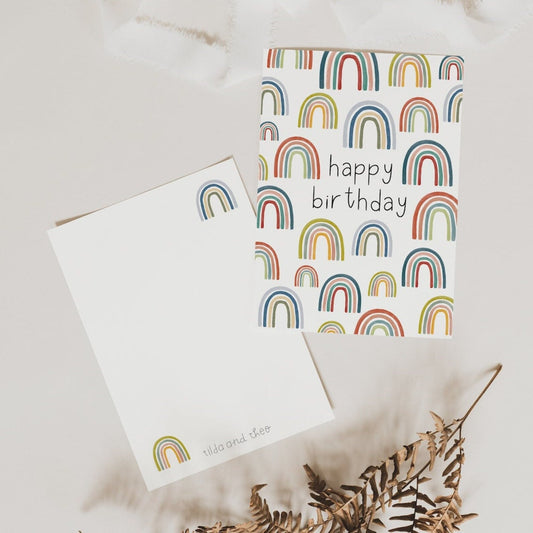 Postkarte Geburtsag Regenbogen