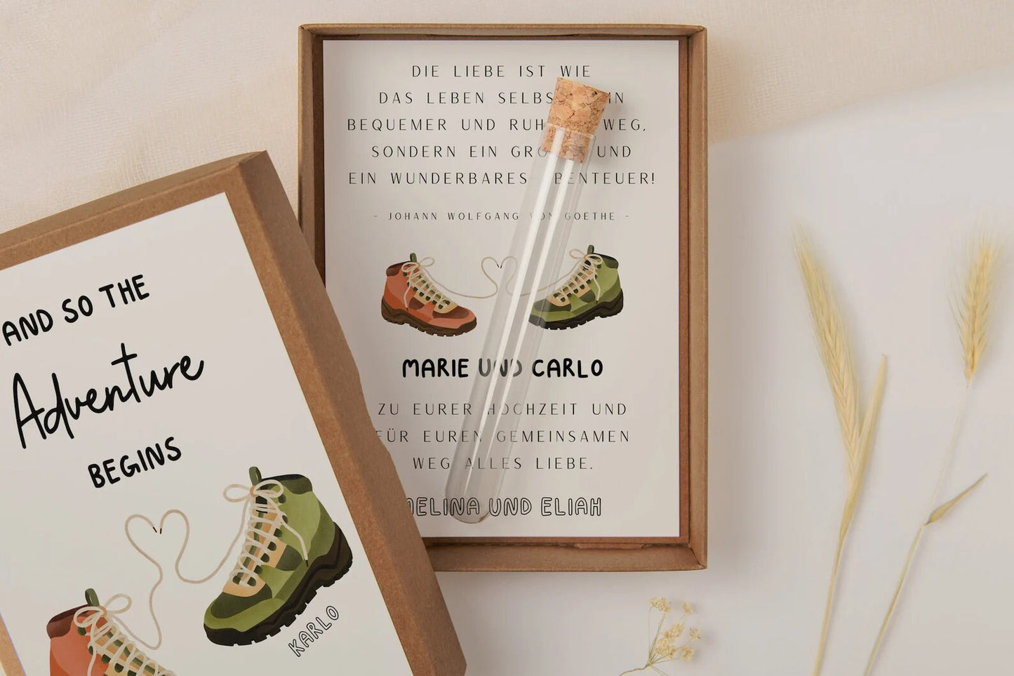 Gift box wedding hiking shoes - money gift adventure