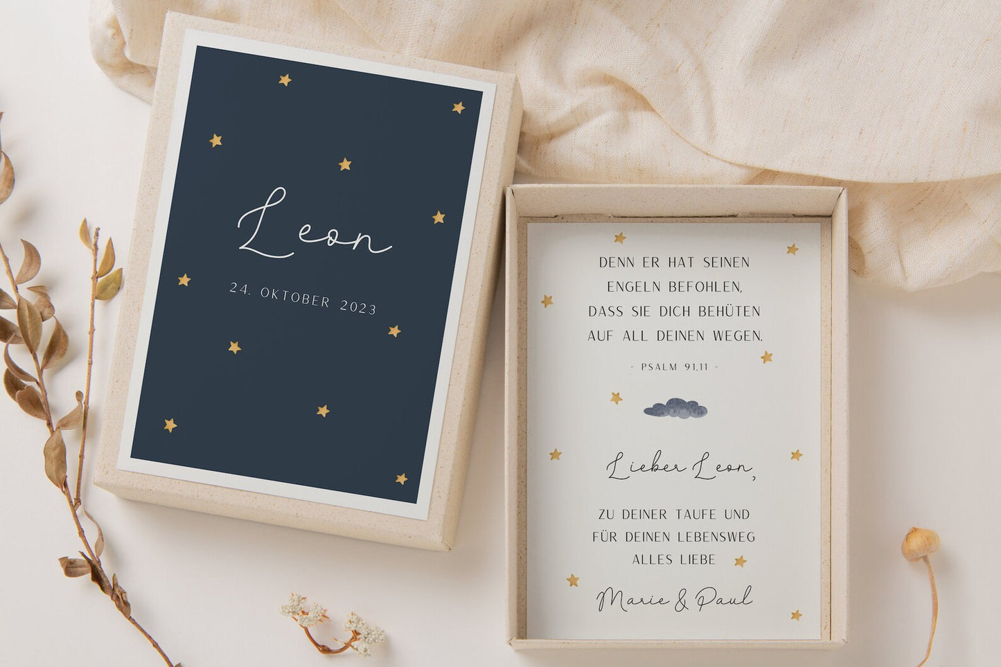 Gift box baptism - starry sky