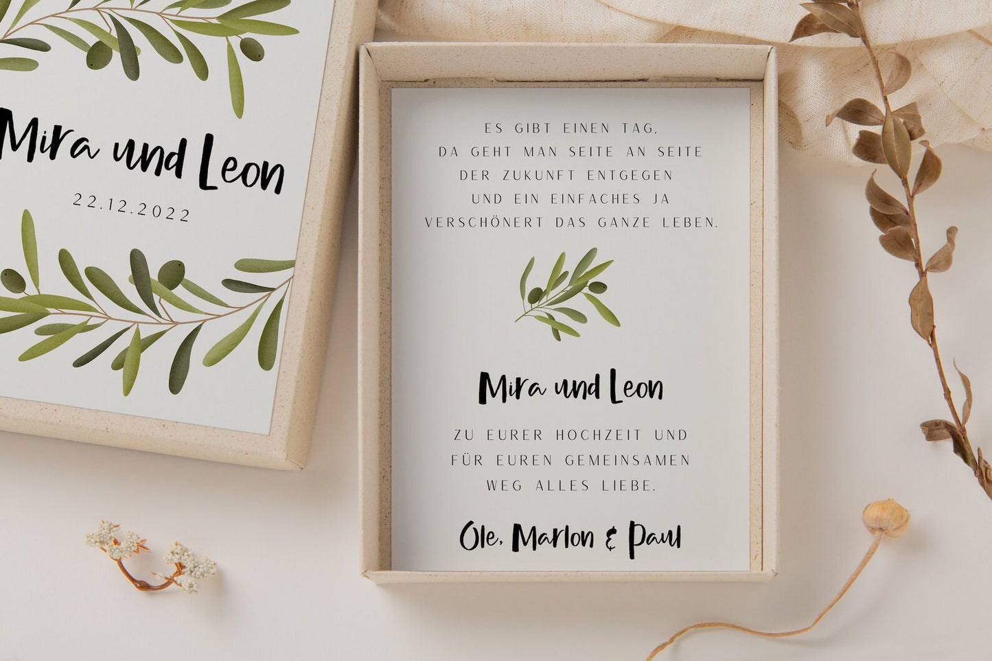 Gift box wedding olive branches - money gift wedding