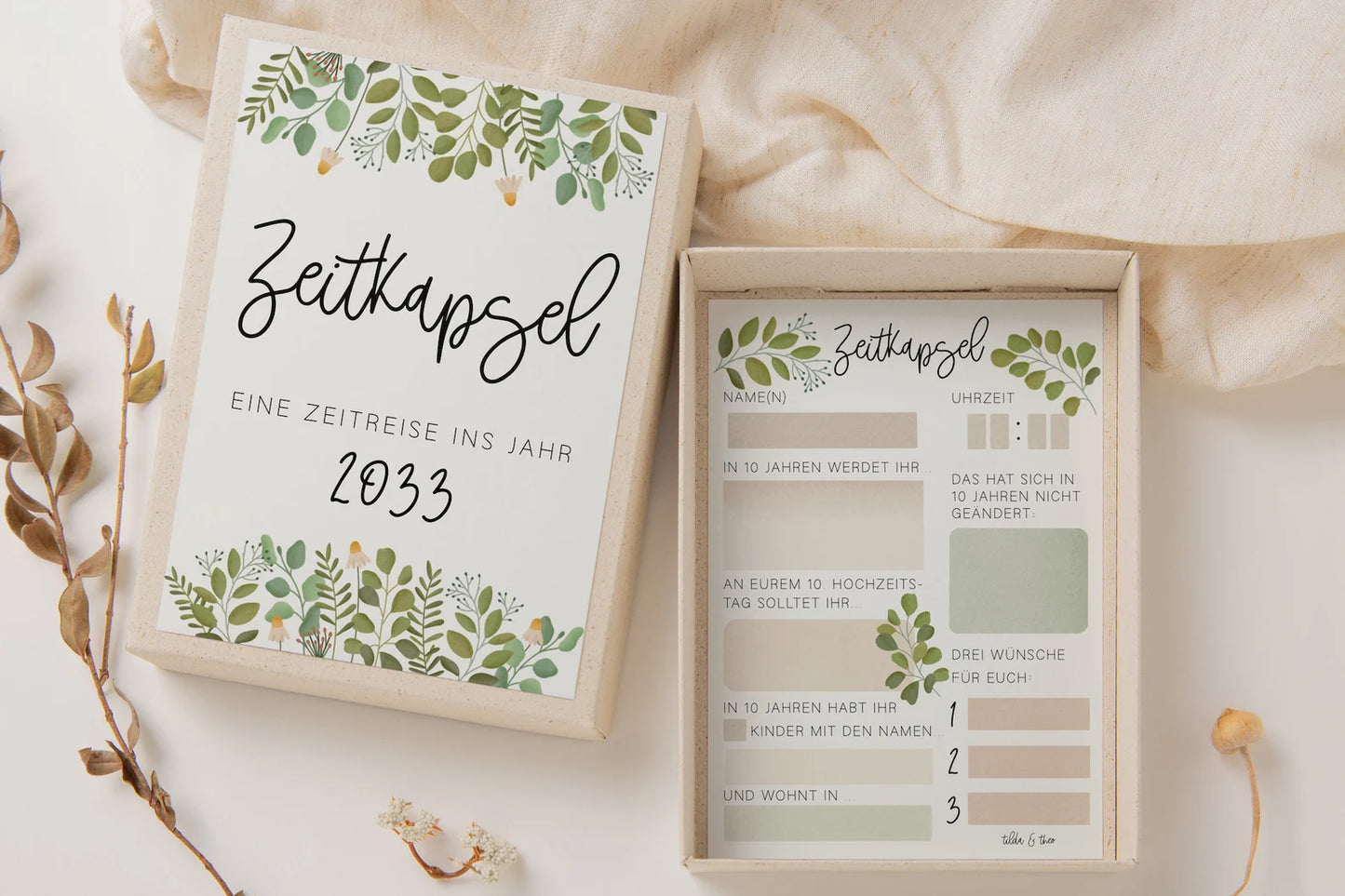 Time Capsule Wedding Fill In Eucalyptus - Cards in A6 Guest Book