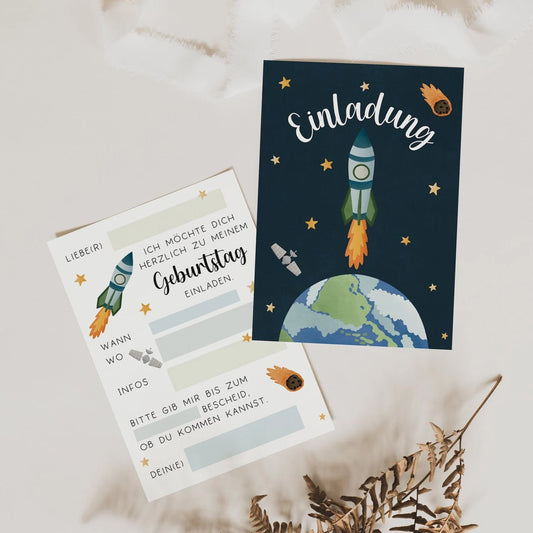 Invitation cards children's birthday space