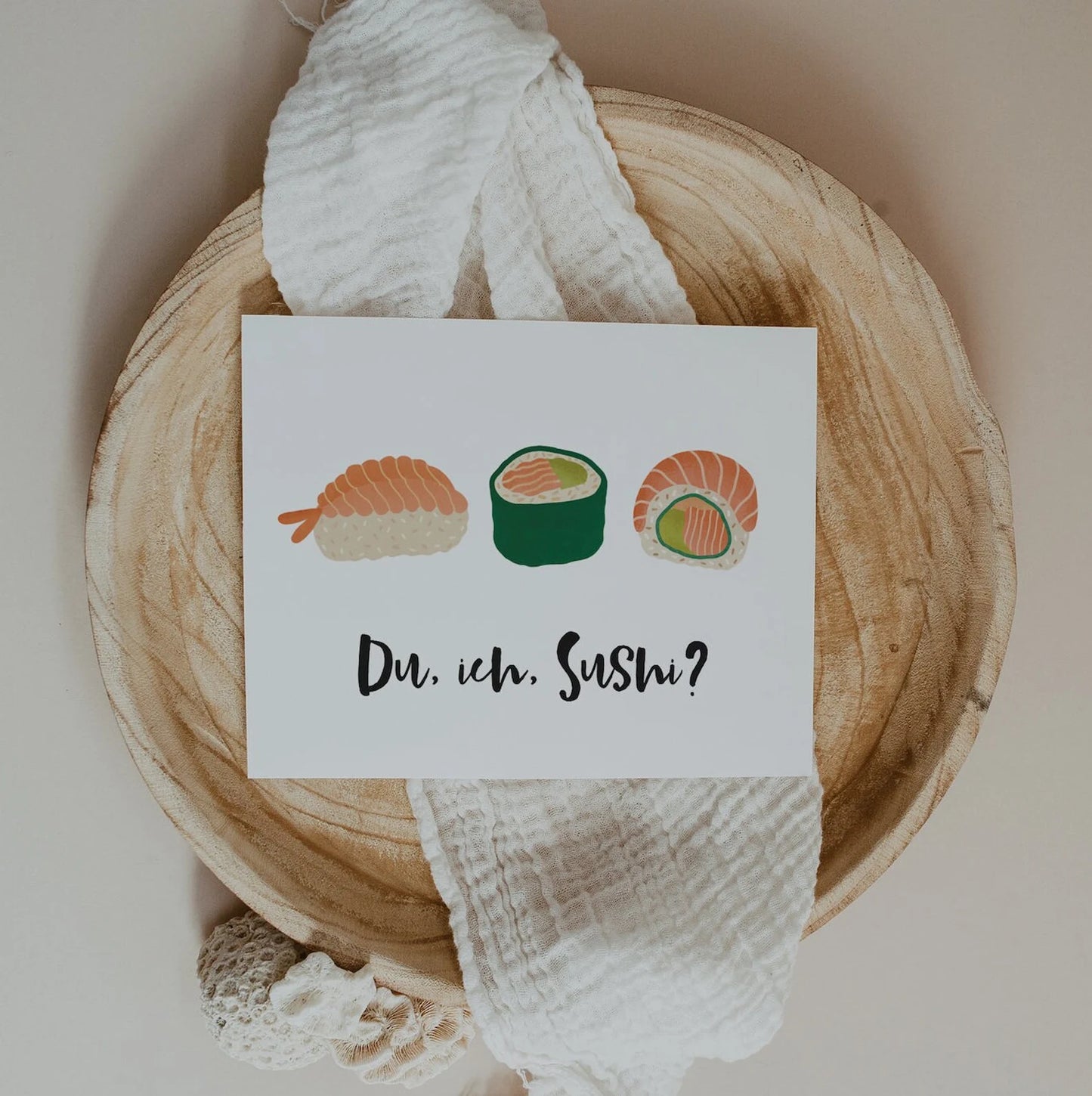 Postkarte Sushi Einladung - du, ich, sushi? Witzige Sushieinladung Geburtstag