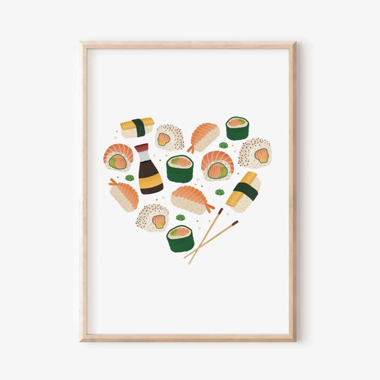 Poster Sushi - Geschenk für Sushi-Fans - Sushi Herz