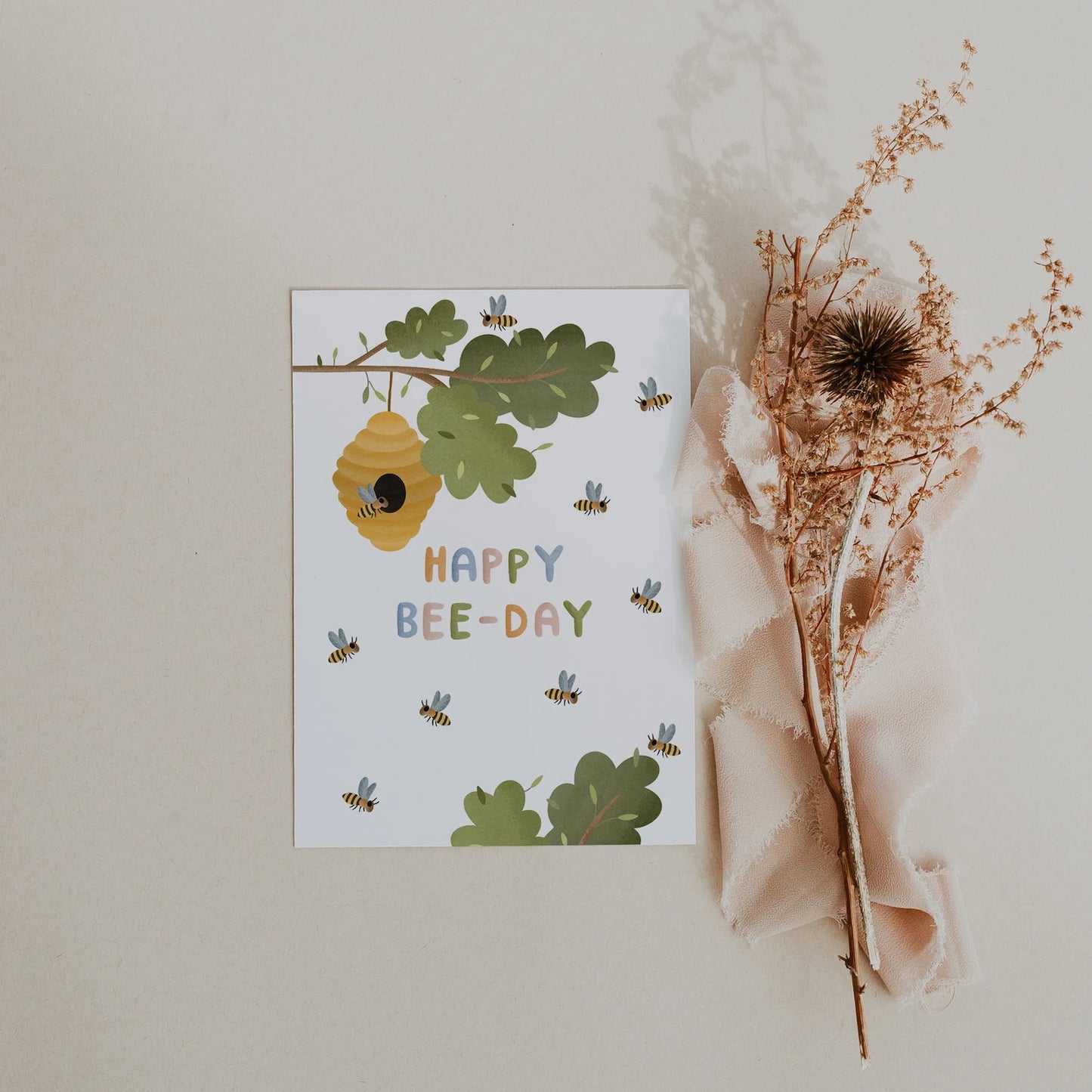 Geburtstagskarte - Happy BEE-Day - Postkarte Bienen / Bienenstock