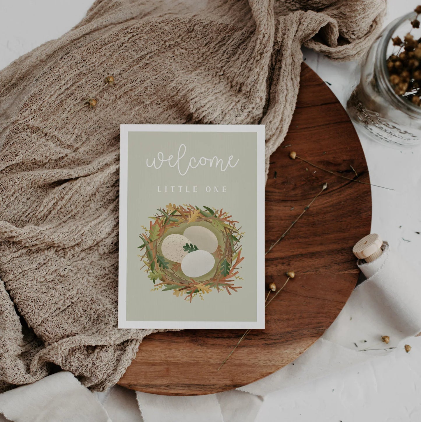 Postkarte Geburt - Nest Baby