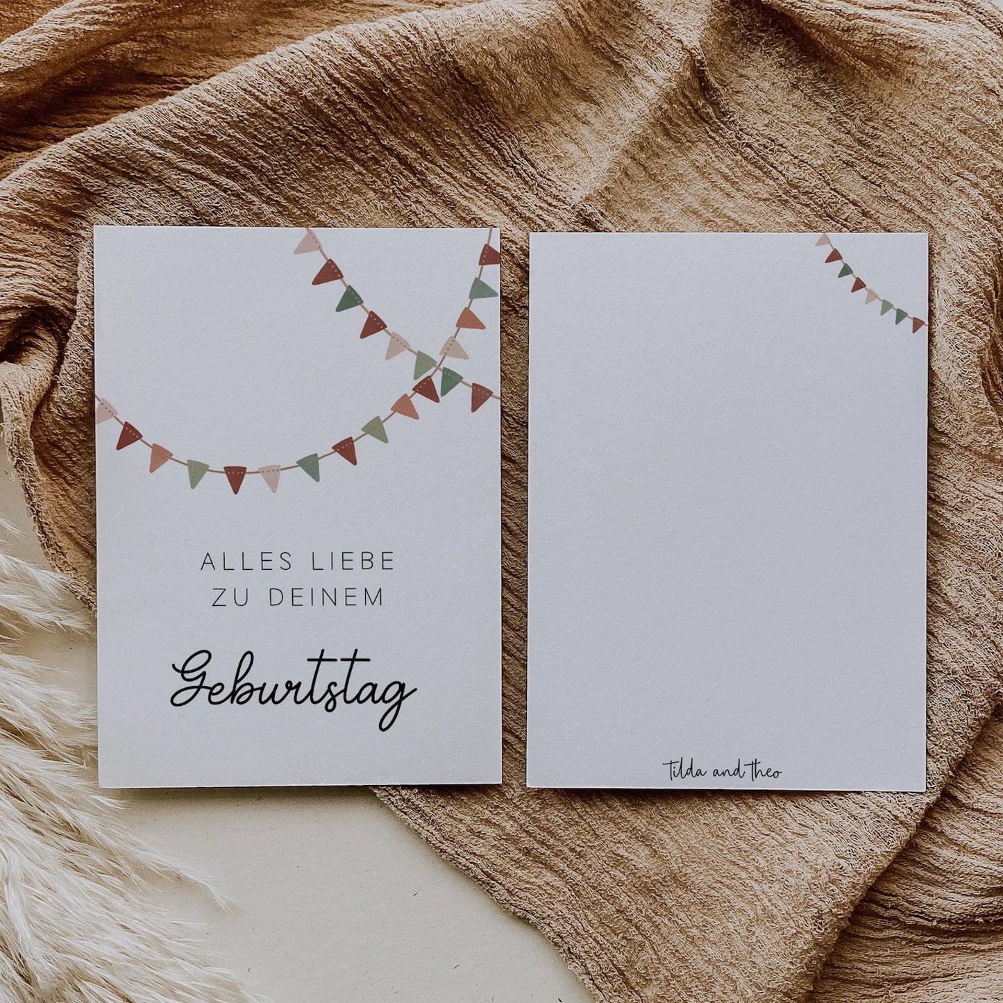 Geburtstagskarte Girlande - Postkarte Geburtstag Partygirlande