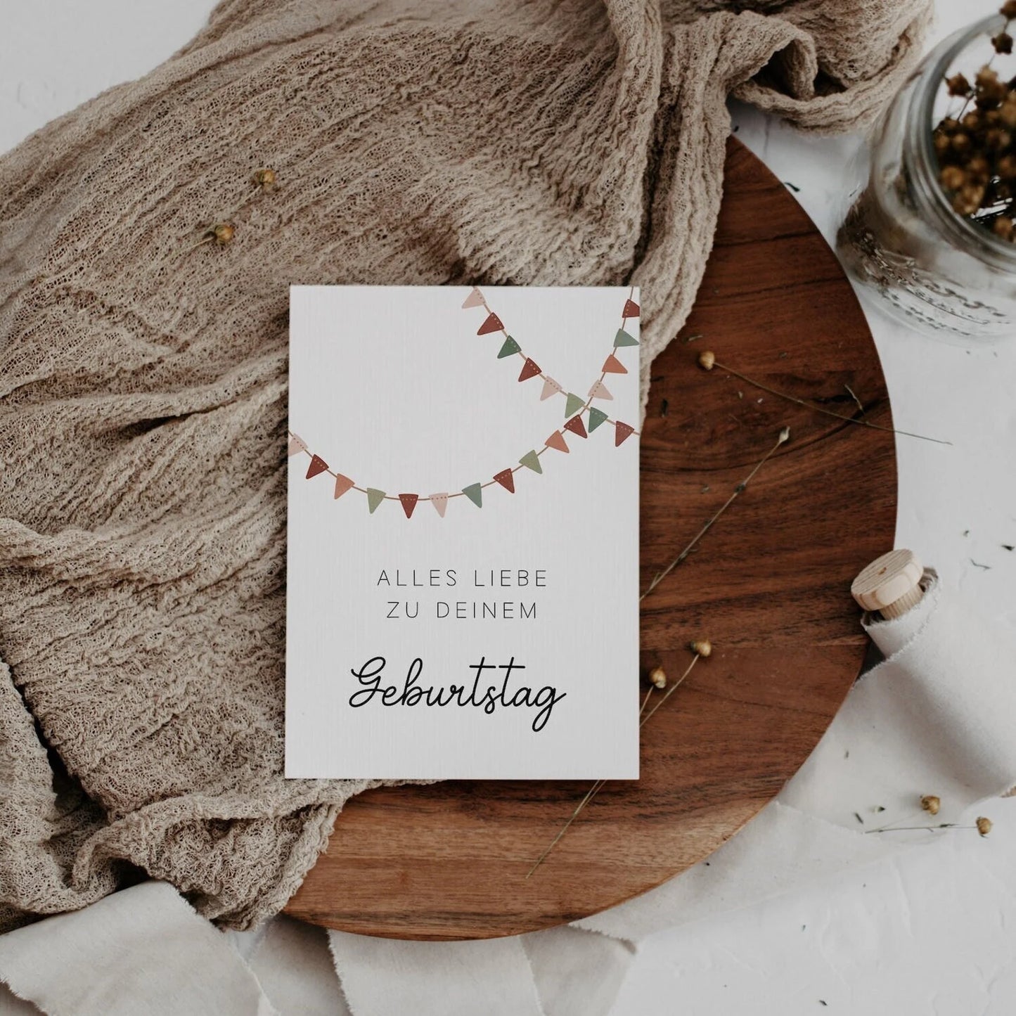 Geburtstagskarte Girlande - Postkarte Geburtstag Partygirlande