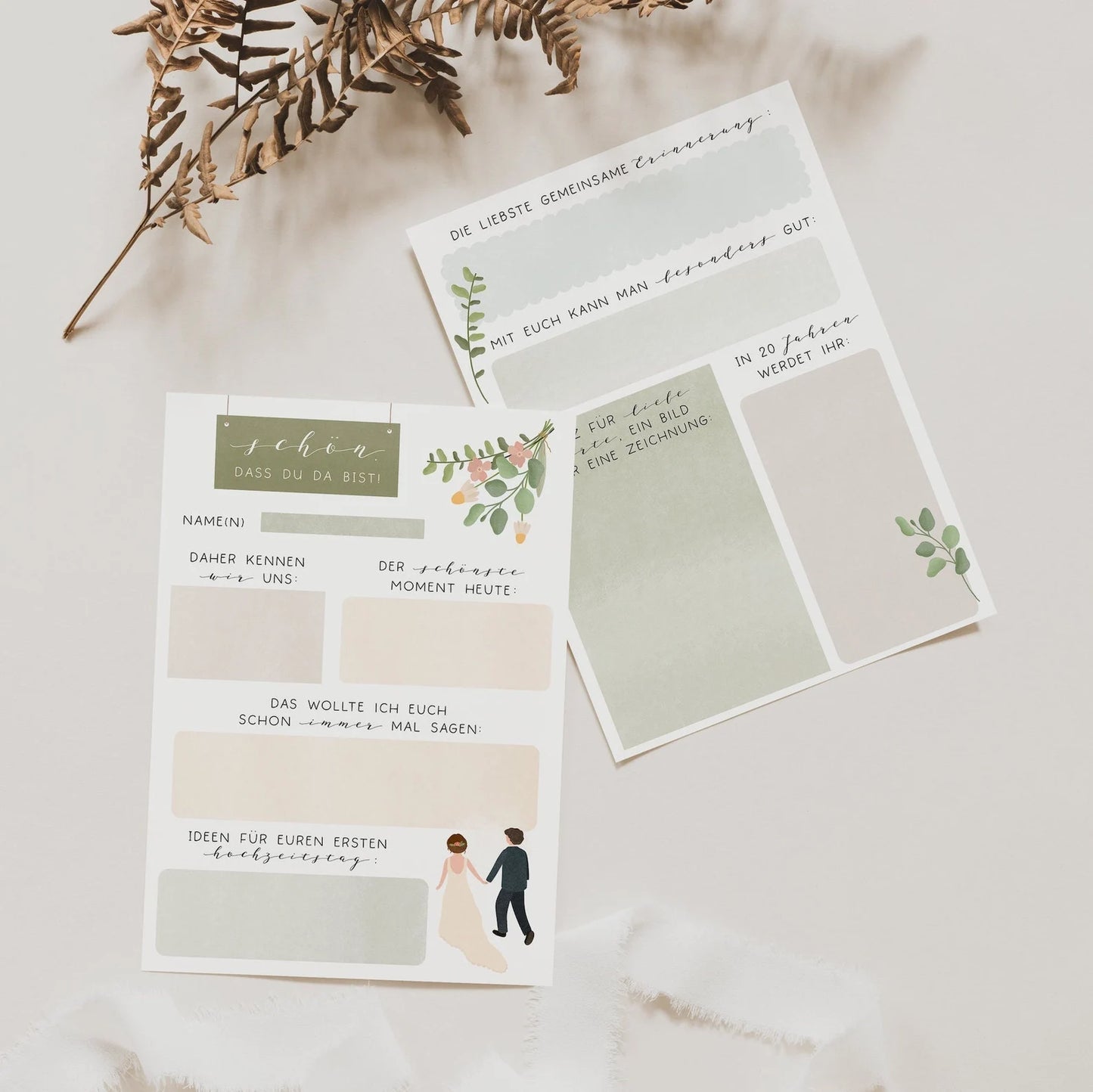 Gästebuchkarten Hochzeit Brautpaar - Gästebuch Karten in A5