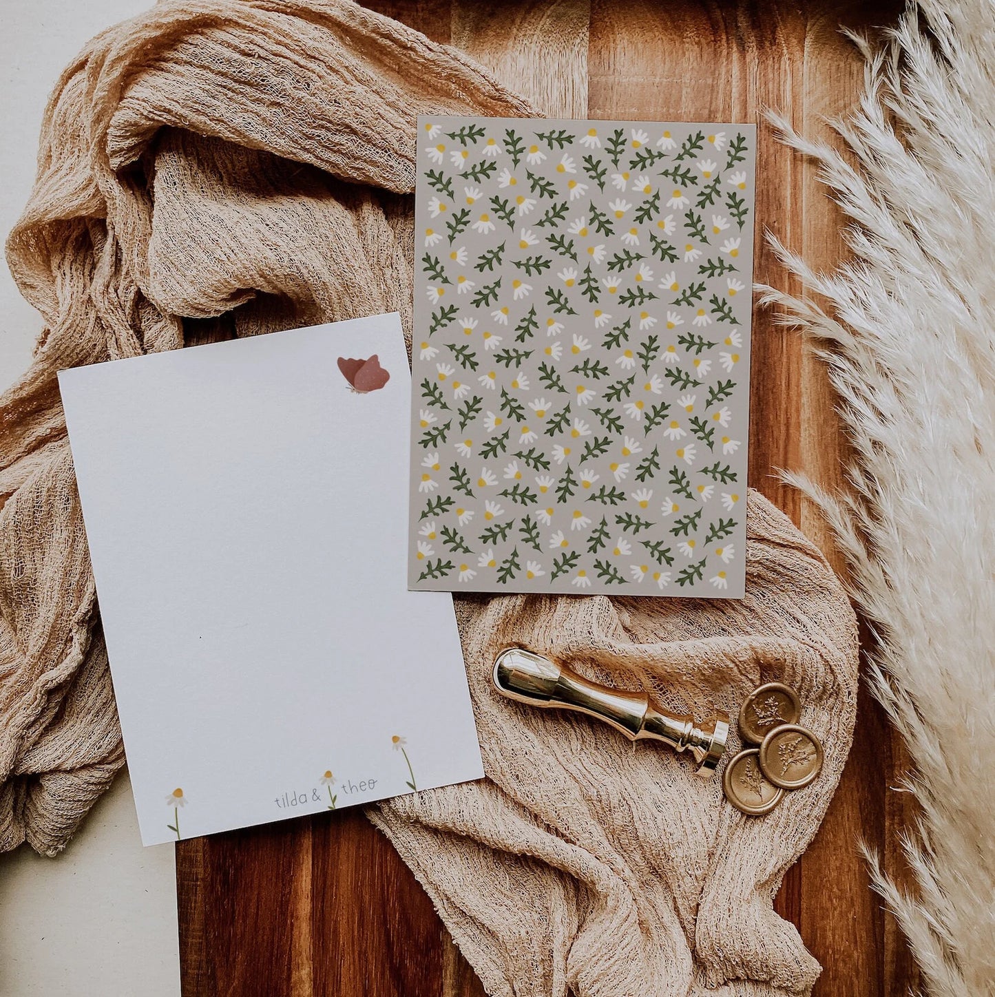 Postkarte Blumen Muster - Frühling