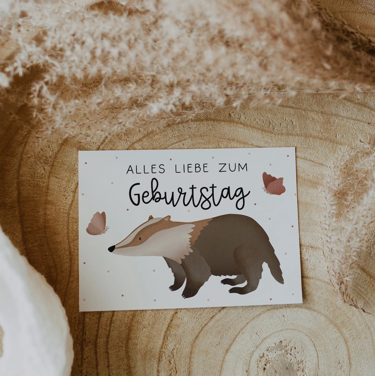 Geburtstagskarte Dachs - Kinderkarte Frühling Geschenk - Waldtiere