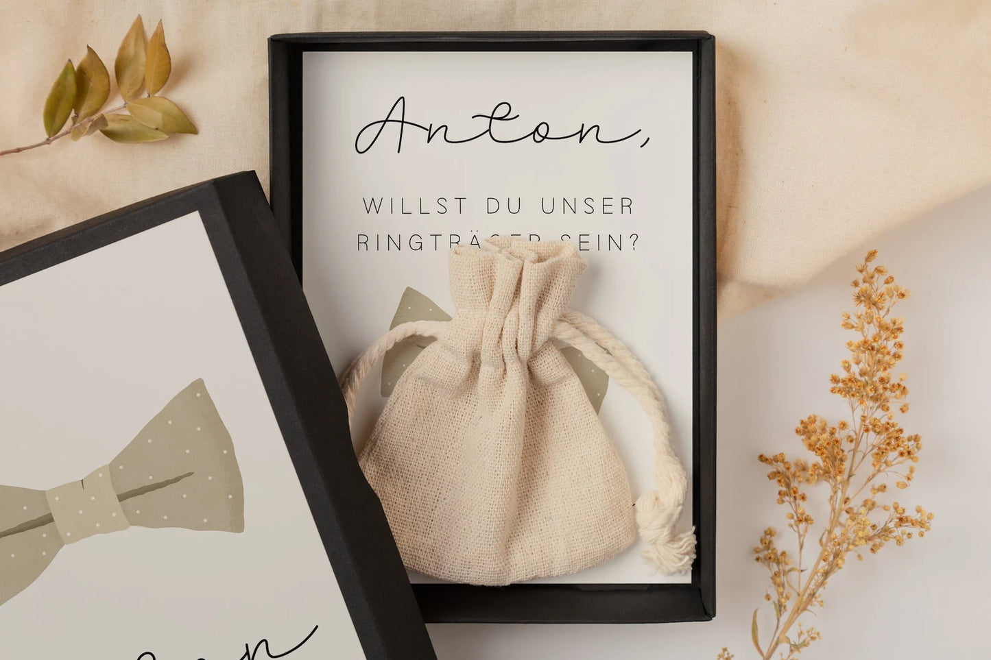 Ringträger Fragen Schachtel - personalisiertes Geschenk Ringträger